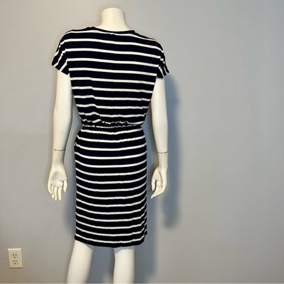 Banana Republic Navy and White Striped Midi Dress - Picture 4 of 7